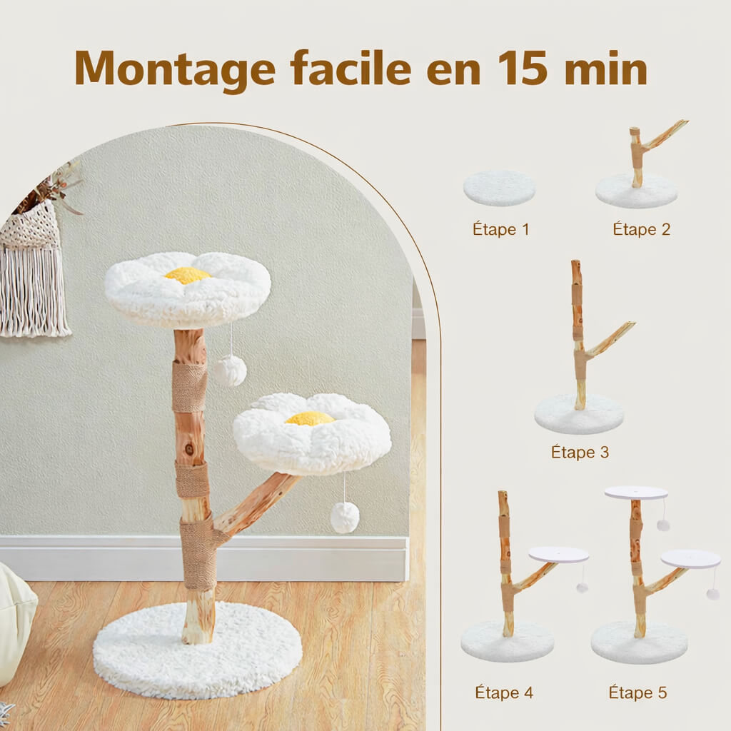 Arbre à Chat Bois Naturel Canopée Sauvage™